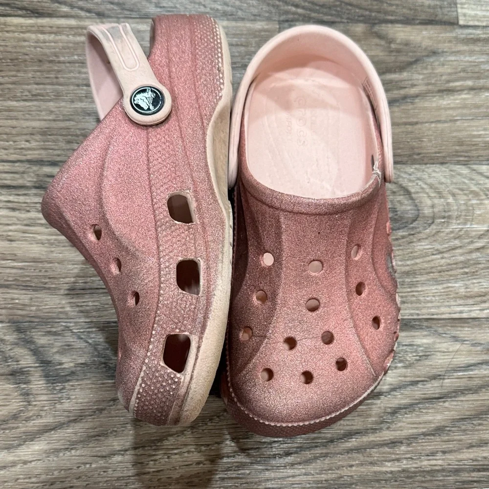 Pink J2 Sparkly Glitter Crocs